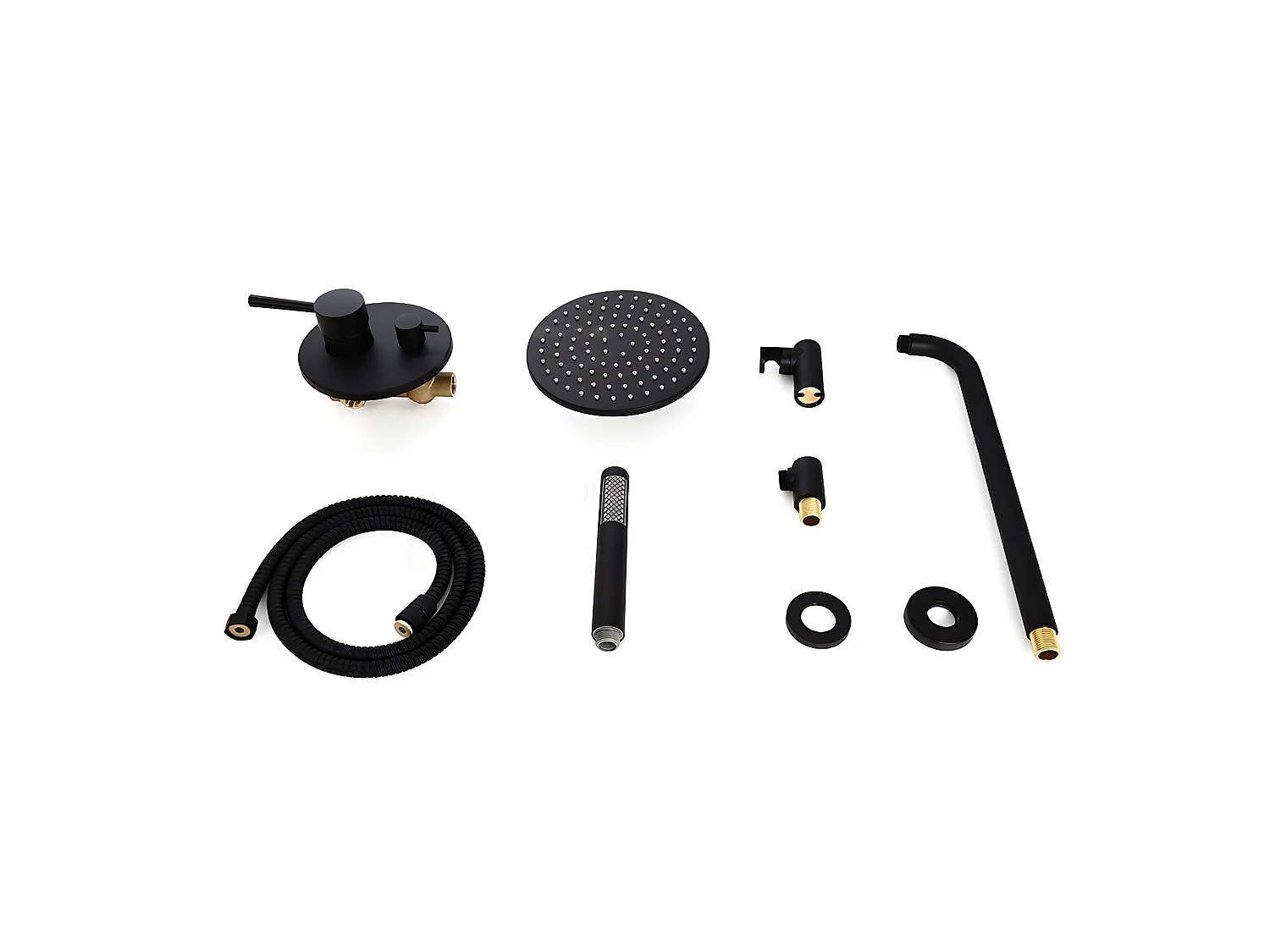 Ensemble de douche avec douchette finition noir valve standard support mural 300 mm - Corbeau