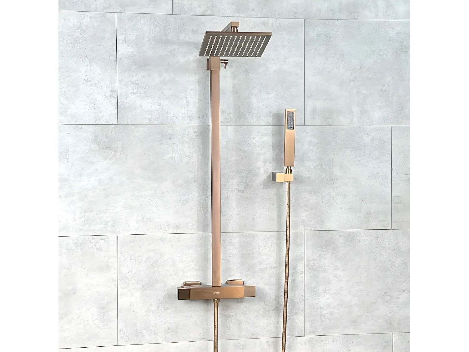 Colonne de douche thermostatique Or rose brossé - Sirius