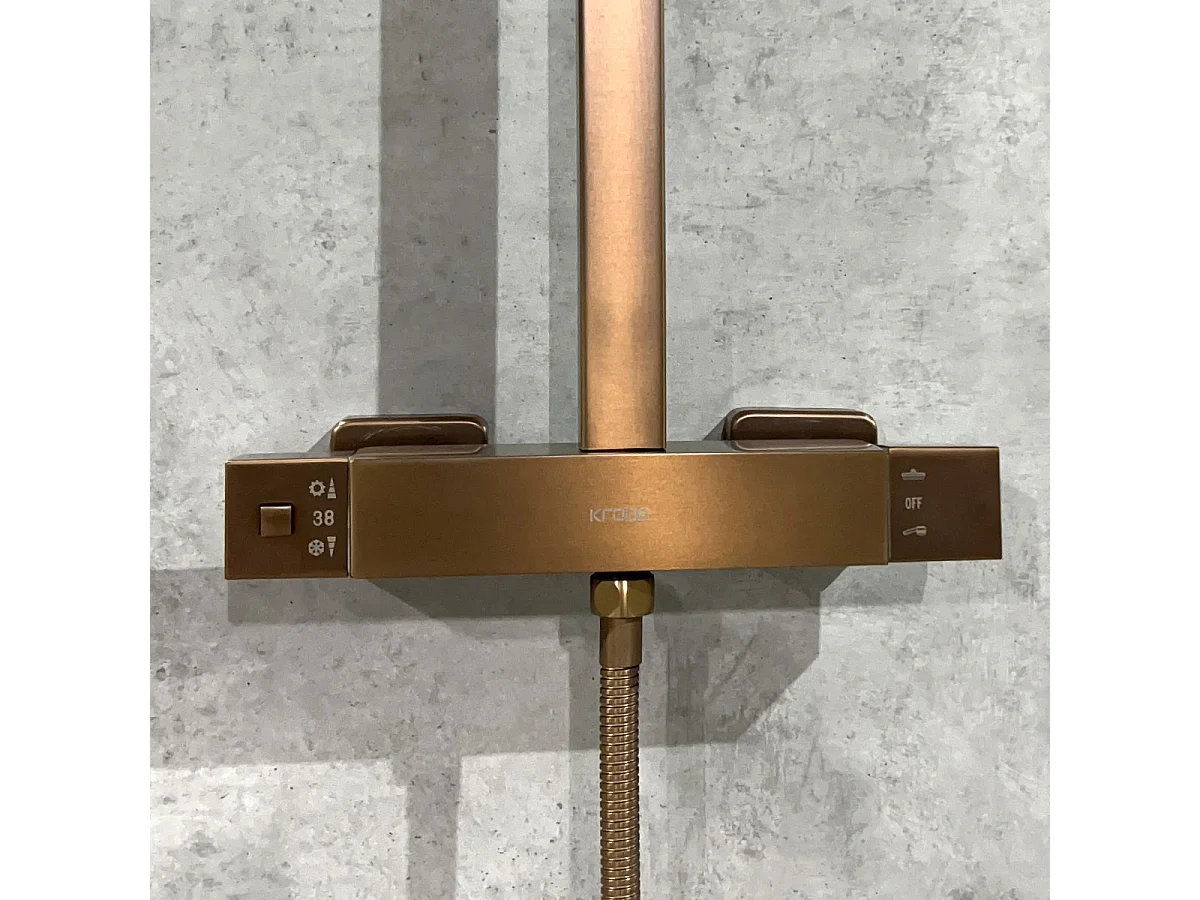 Colonne de douche thermostatique Or rose brossé - Sirius