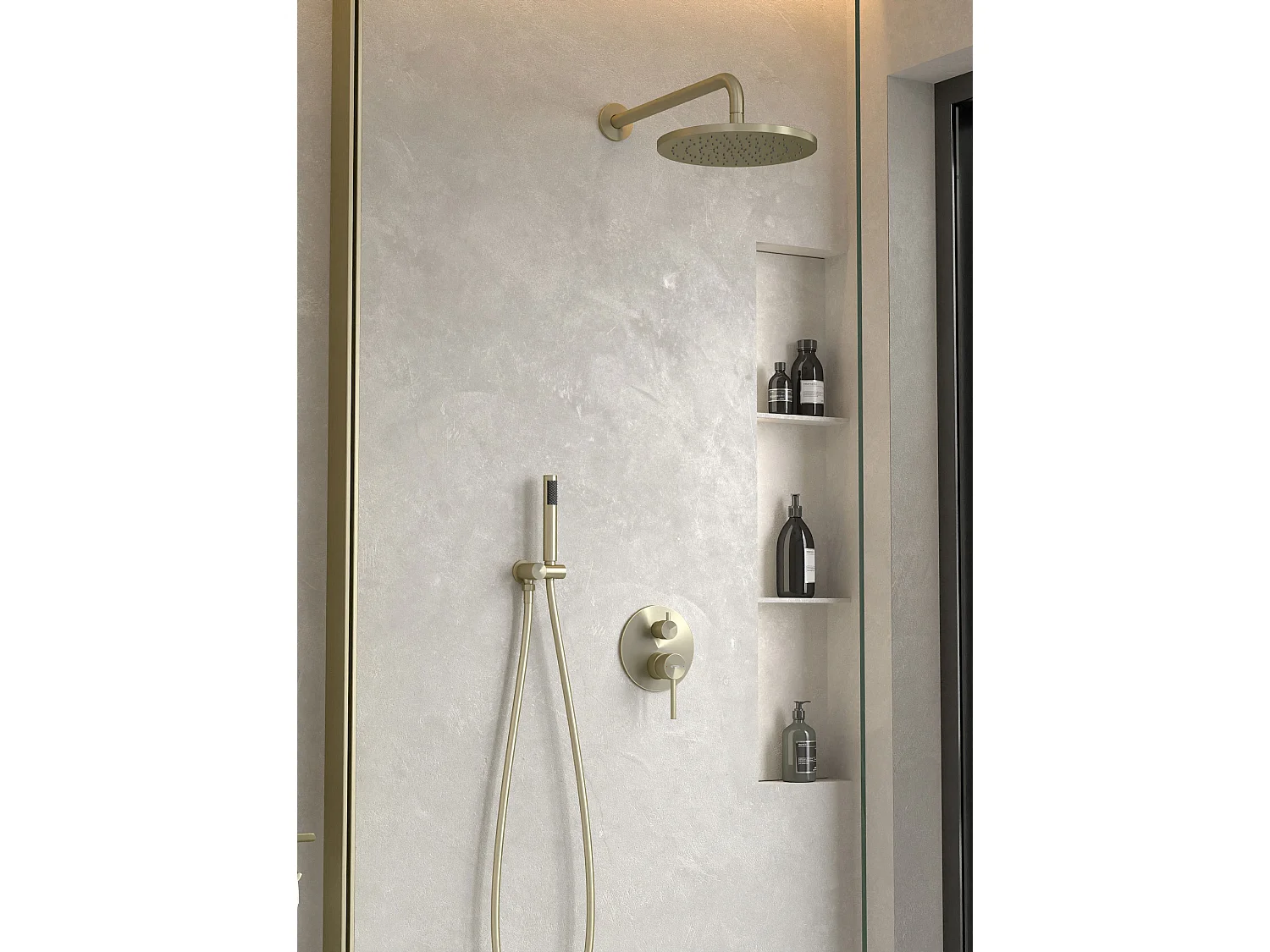 Composition mitigeur de douche encastrée Doré brossé - Corbeau