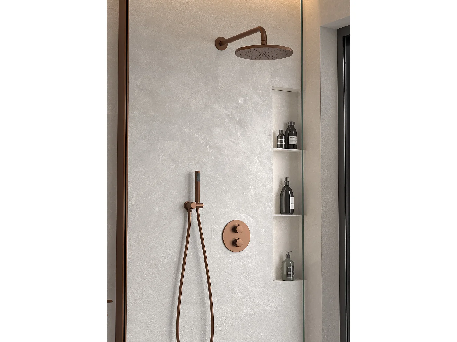 Pack douche thermostatique Or rose brossé - Corbeau