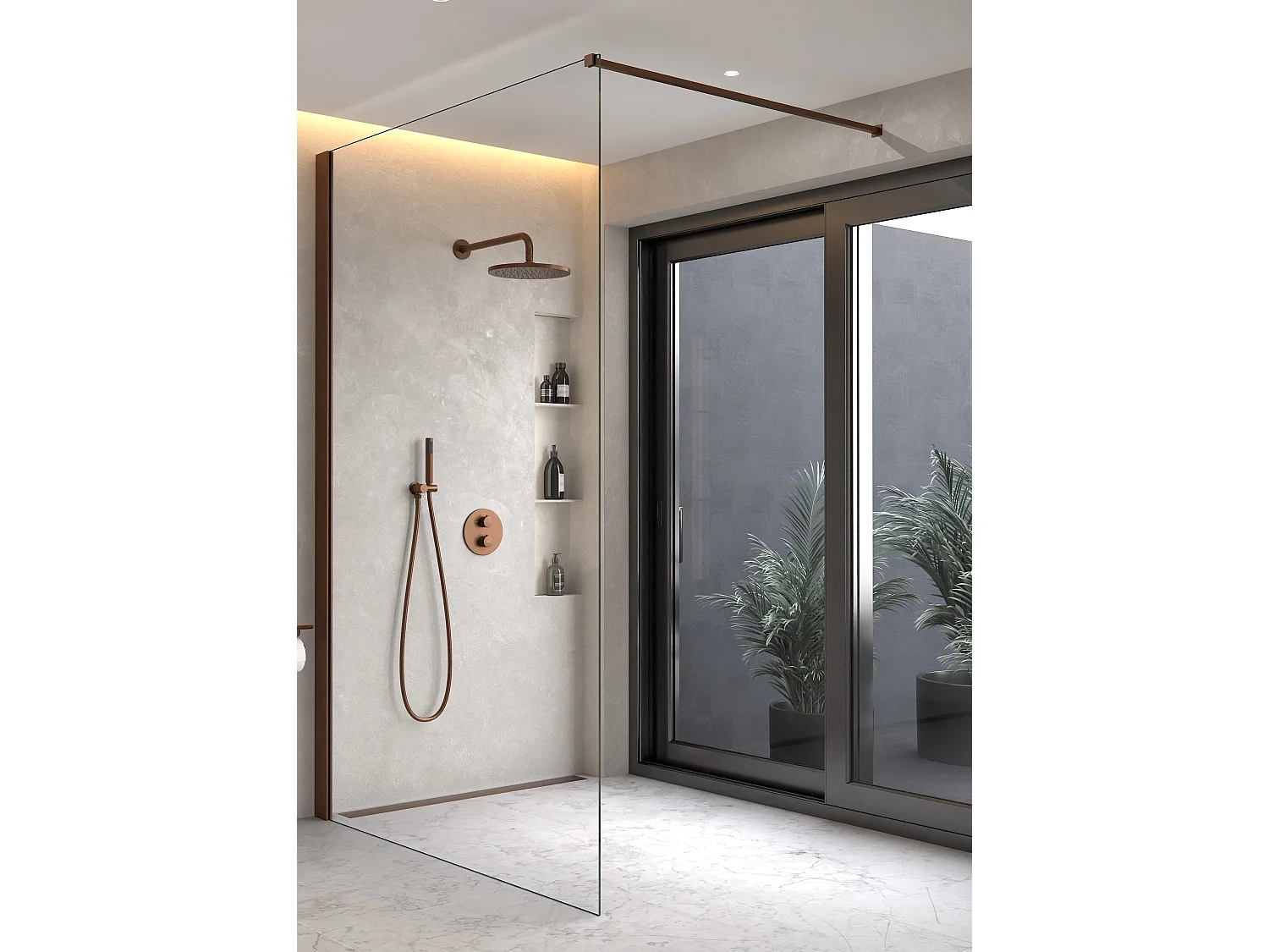 Pack douche thermostatique Or rose brossé - Corbeau