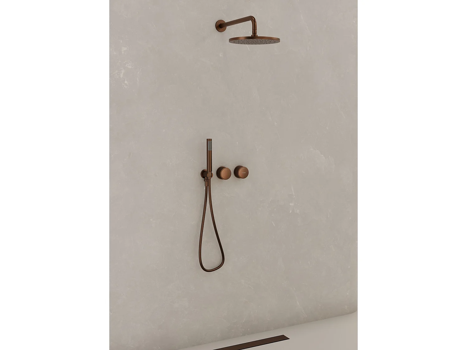 Pack douche encastré Or rose brossé - Leros