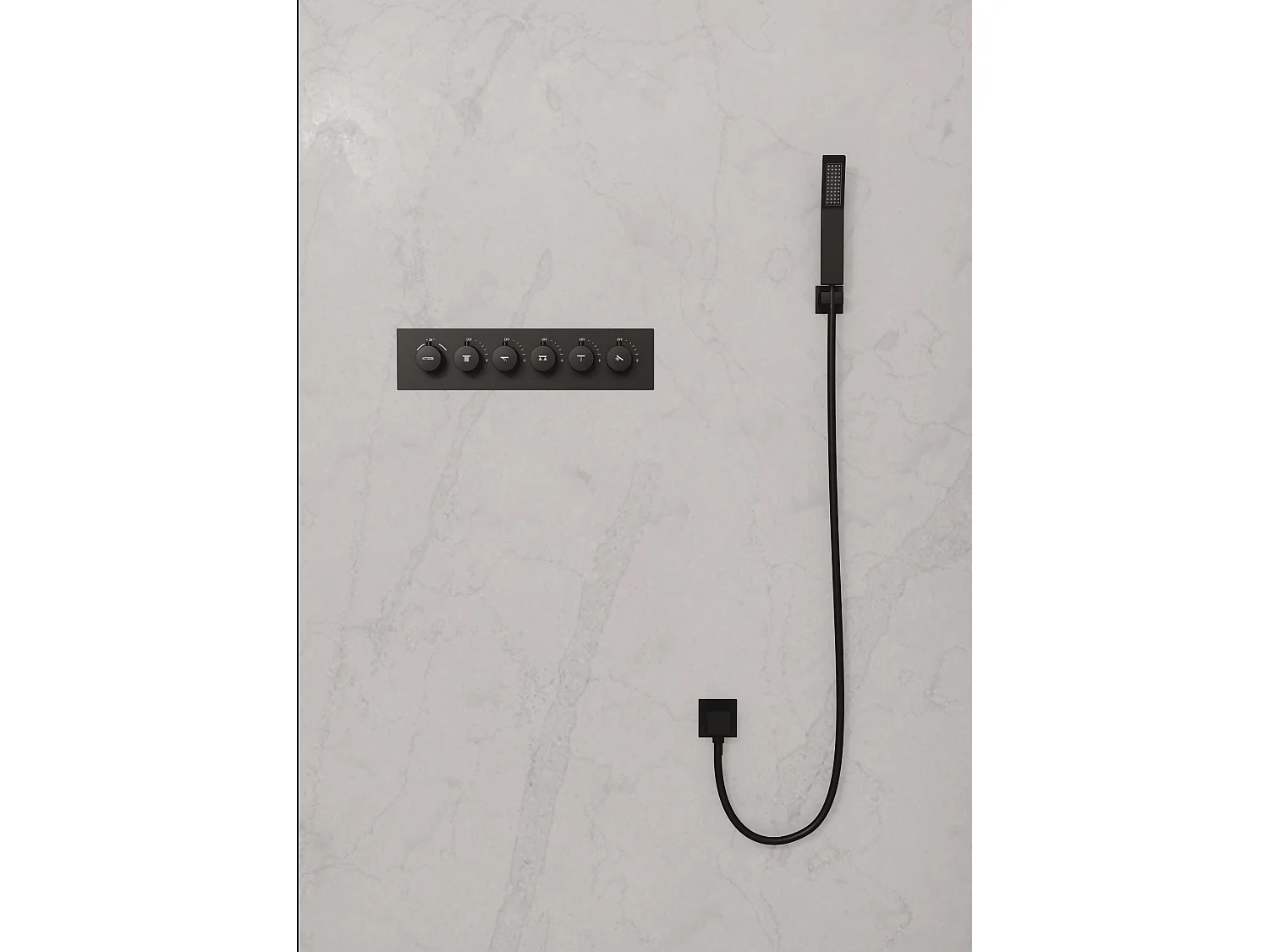 Composition de douche thermostatique avec ciel de pluie LED 800x600 mm - Noir