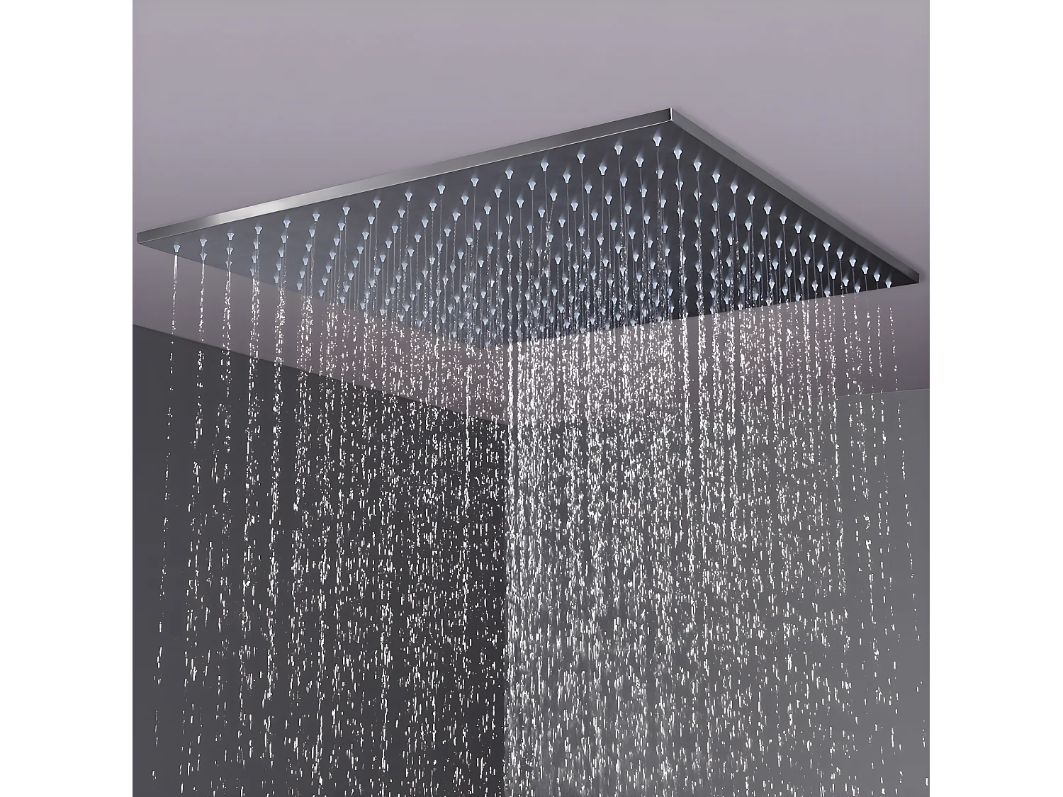 Pack de douche encastré au plafond standard - Nickel brossé