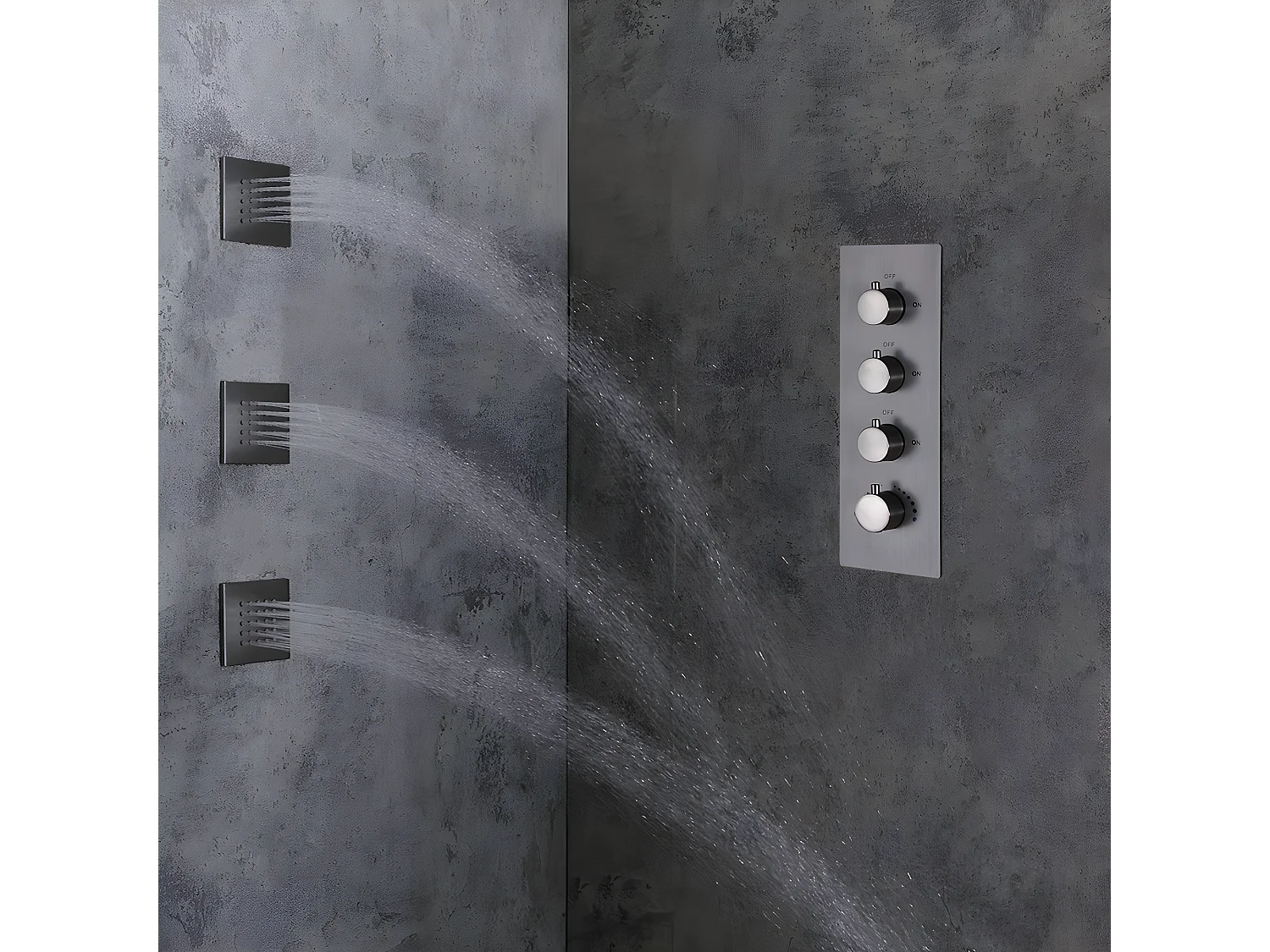 Pack de douche encastré au plafond standard - Nickel brossé