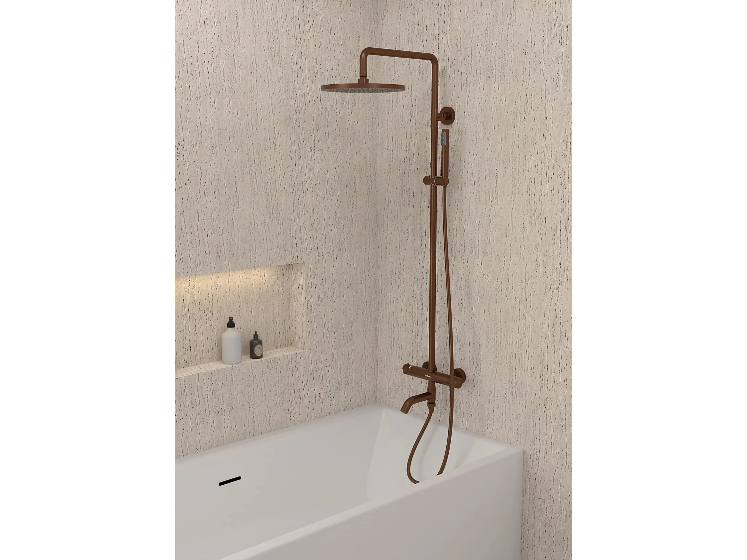 Colonne de douche et bain thermostatique Or rose brossé - Corbeau
