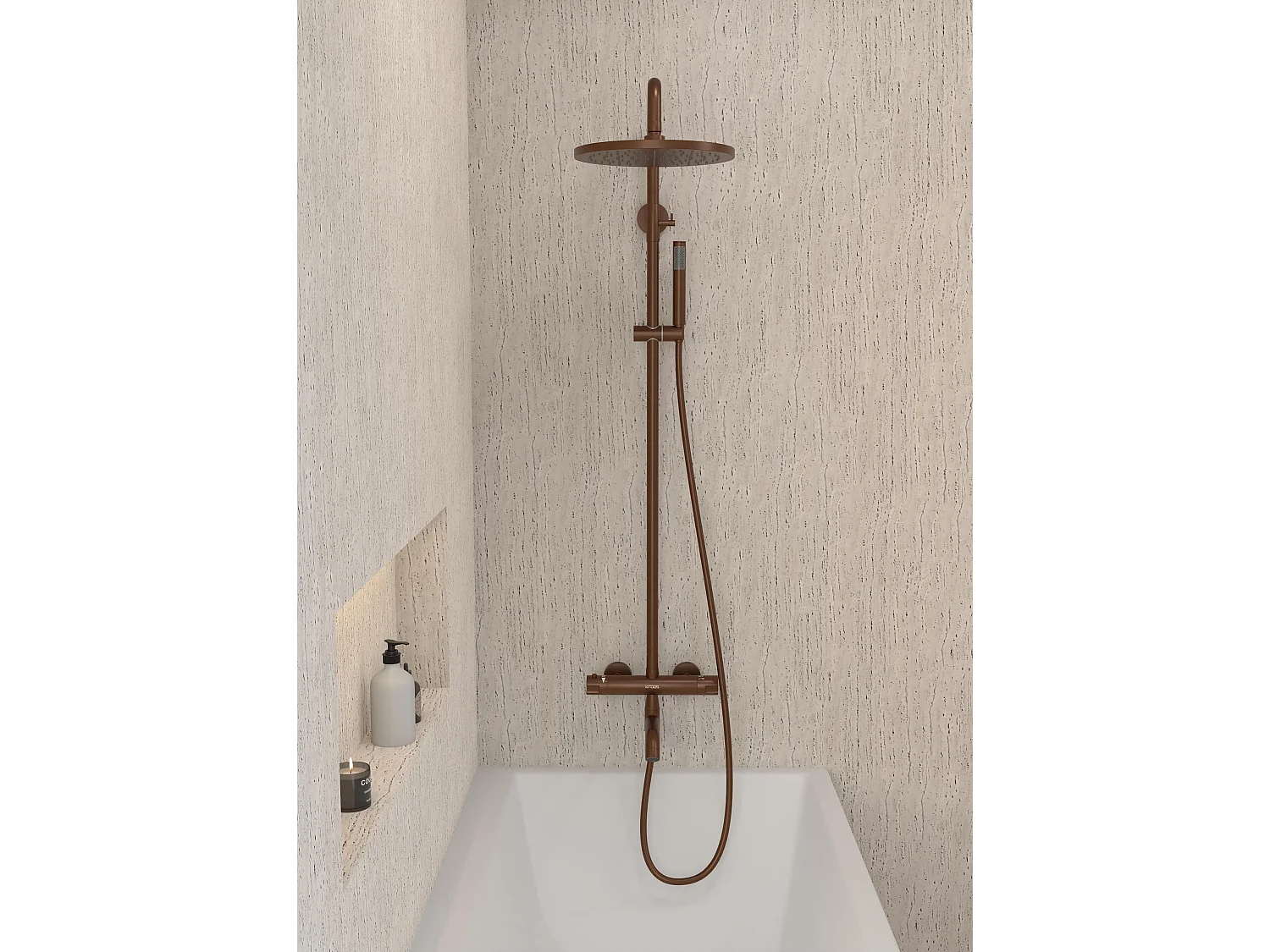 Colonne de douche et bain thermostatique Or rose brossé - Corbeau