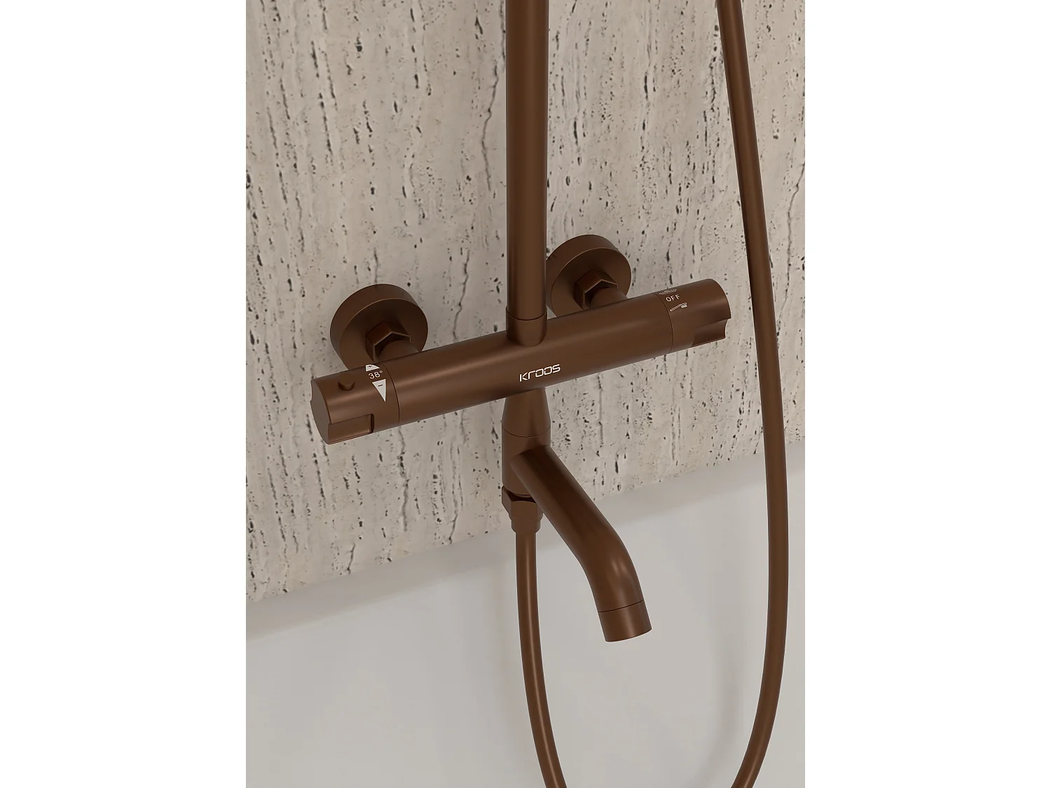 Colonne de douche et bain thermostatique Or rose brossé - Corbeau