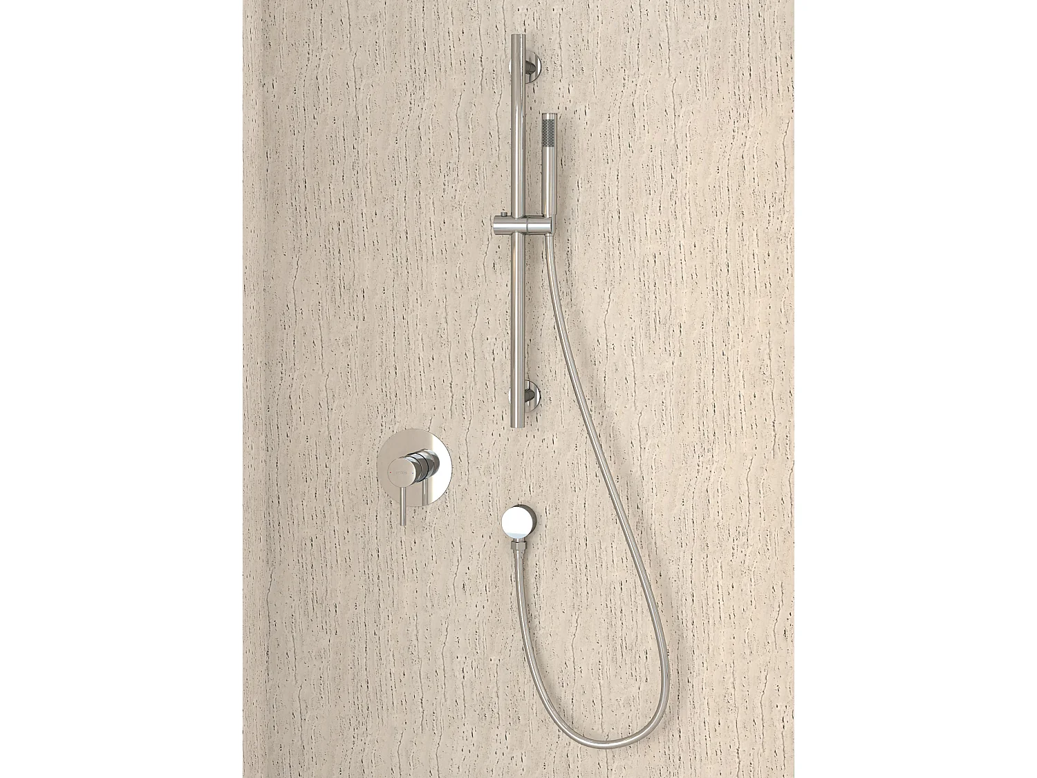 Mitigeur douche encastré avec ensemble barre et douchette Chromé - Corbeau