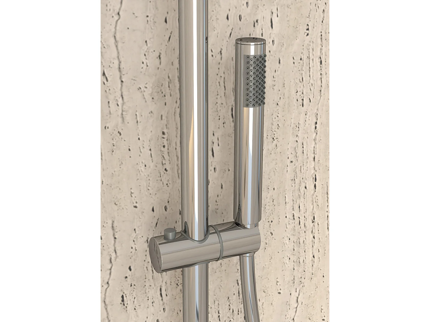 Mitigeur douche encastré avec ensemble barre et douchette Chromé - Corbeau