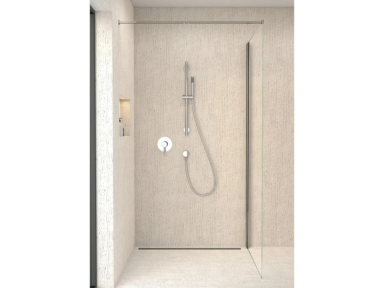 Mitigeur douche encastré avec ensemble barre et douchette Chromé - Corbeau