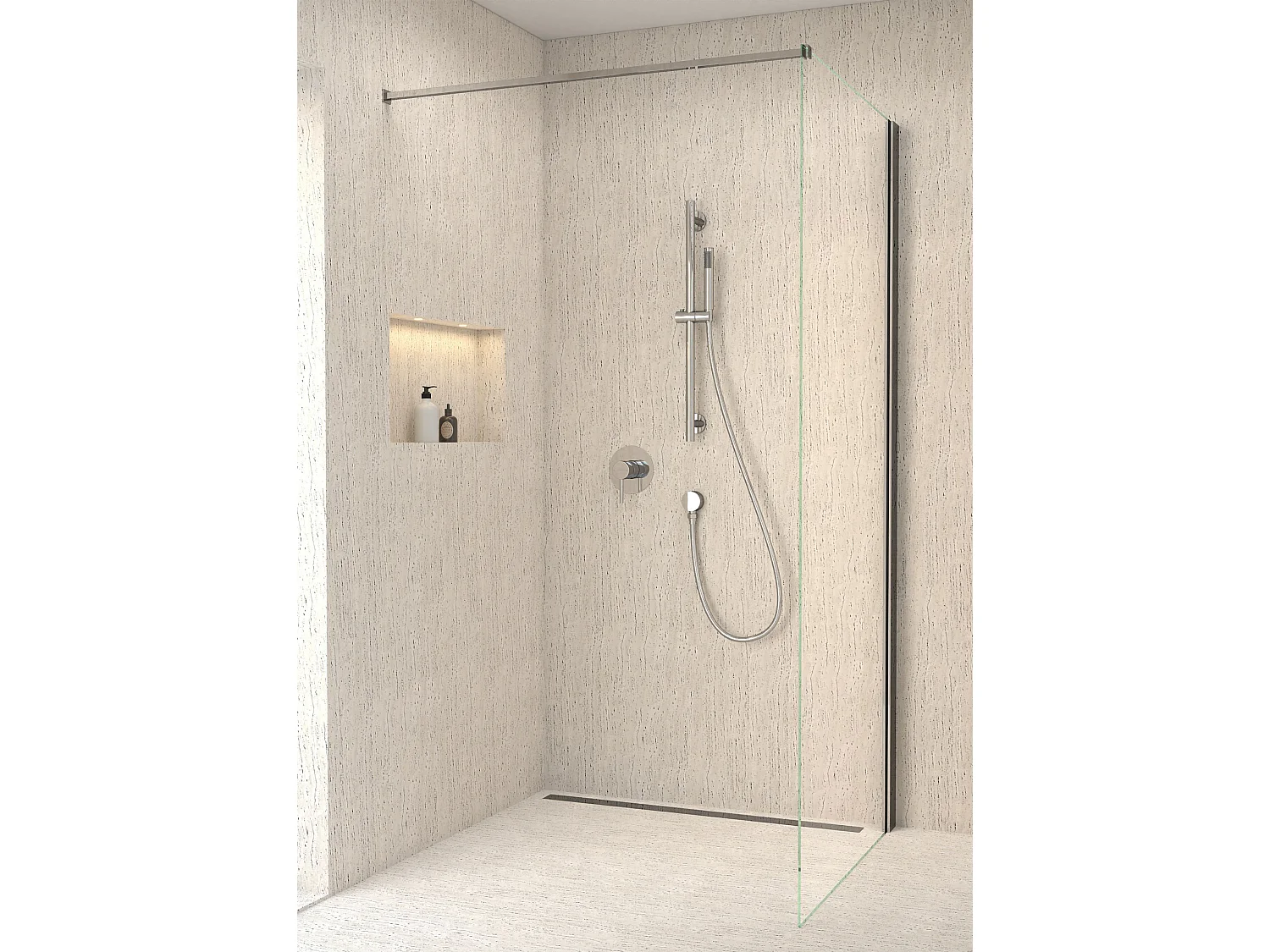 Mitigeur douche encastré avec ensemble barre et douchette Chromé - Corbeau