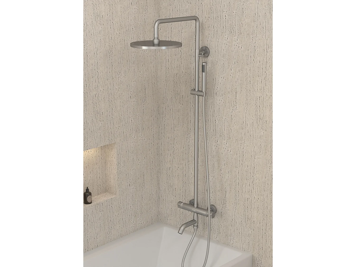 Colonne de douche et bain thermostatique Nickel brossé - Corbeau