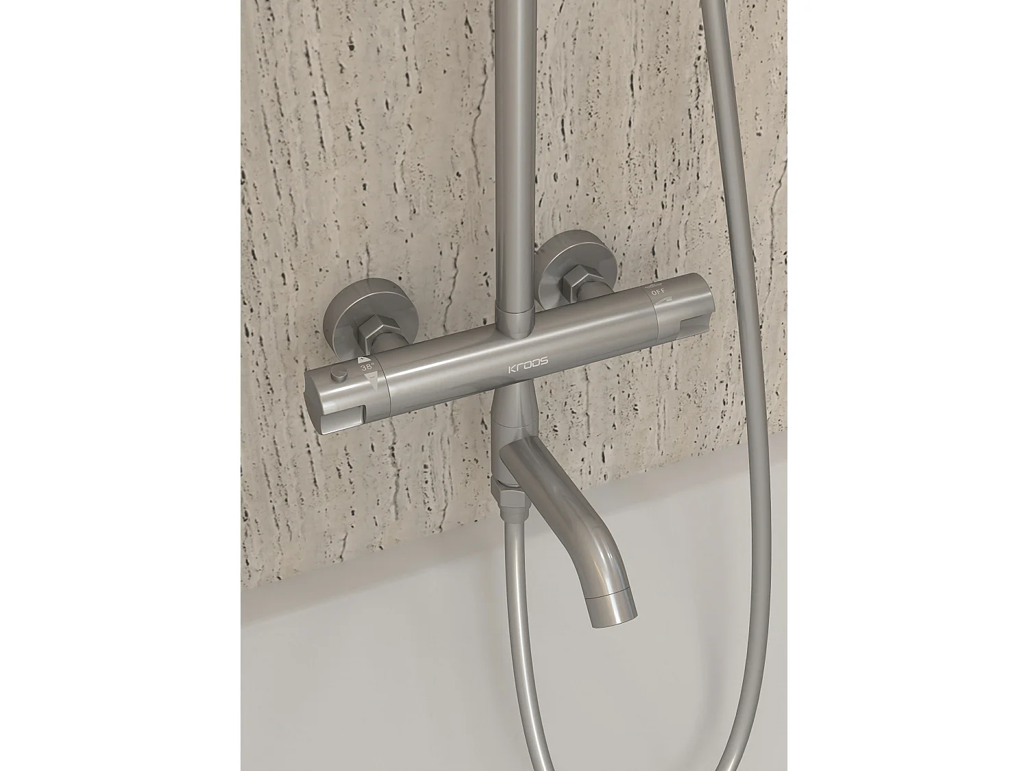 Colonne de douche et bain thermostatique Nickel brossé - Corbeau