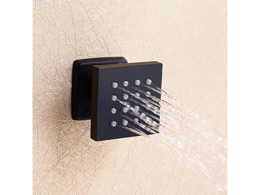 Ensemble de douche thermostatique mural en laiton massif fini en noir uni 300 mm