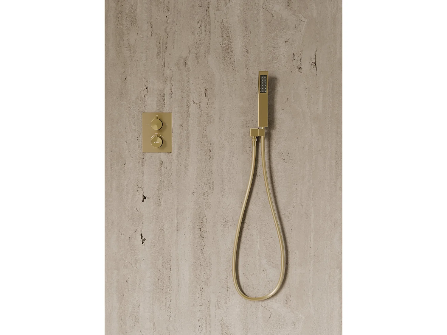 Système de douche thermostatique encastré au plafond - Doré brossé