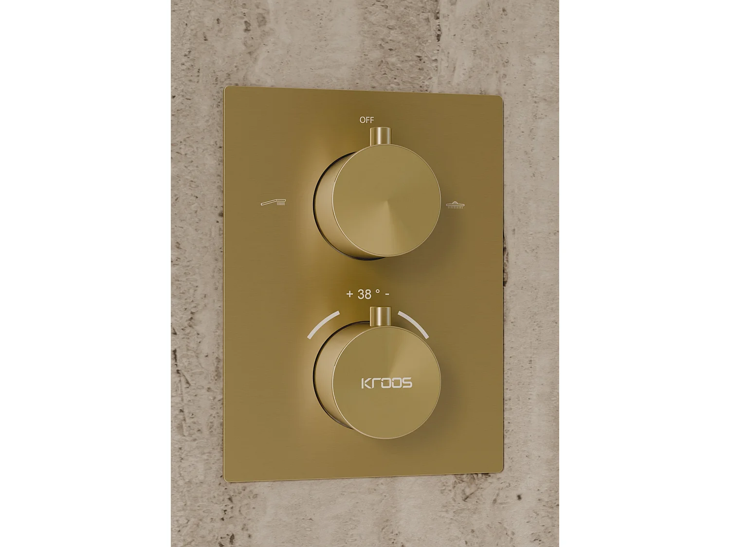 Système de douche thermostatique encastré au plafond - Doré brossé