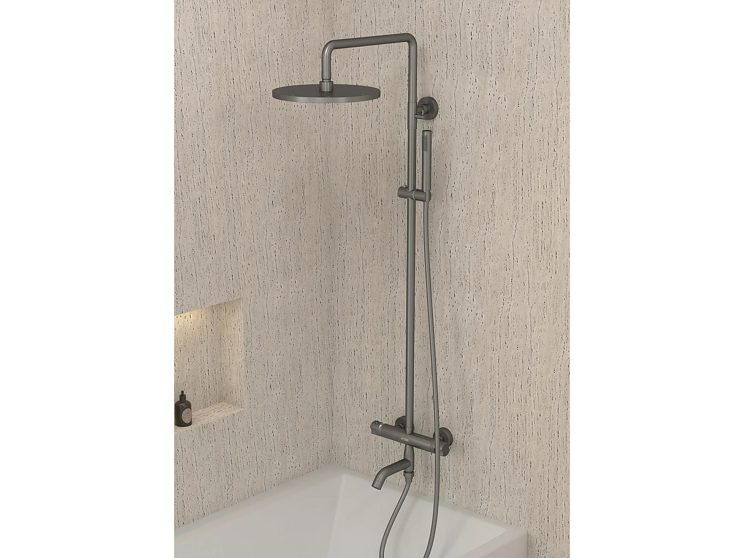 Colonne de douche et bain thermostatique Gun métal - Corbeau