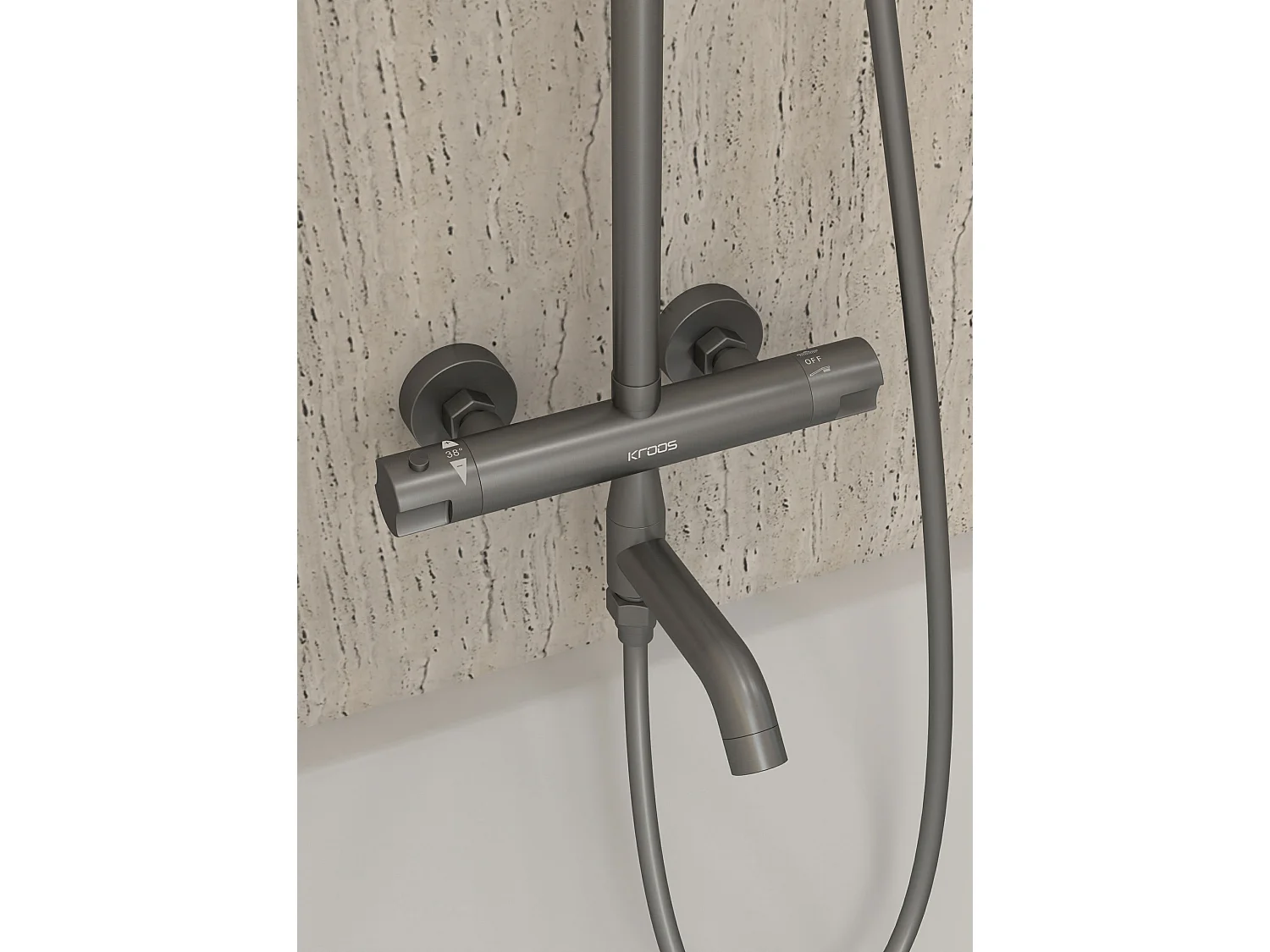 Colonne de douche et bain thermostatique Gun métal - Corbeau