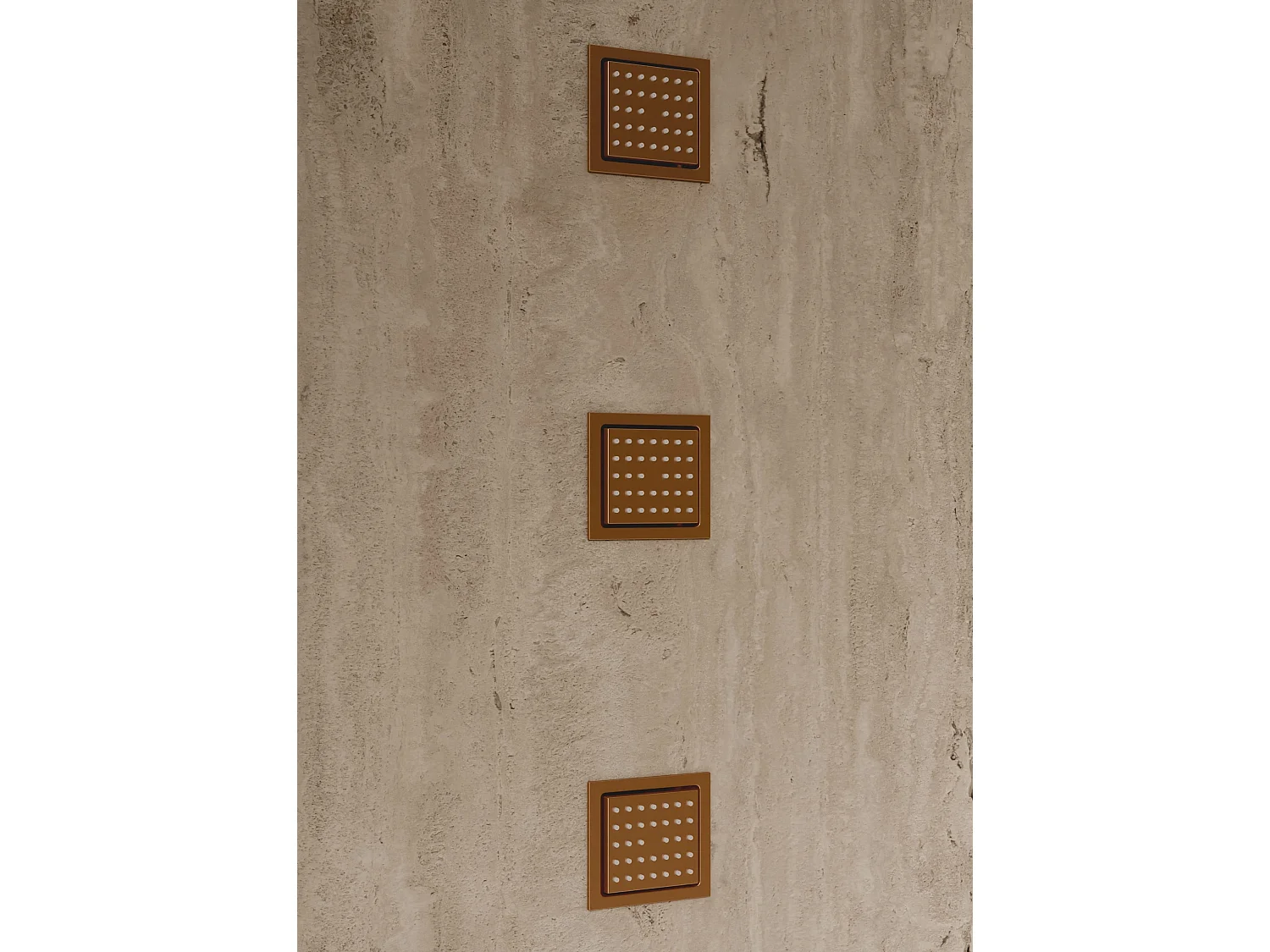 Système de douche thermostatique au plafond avec jets encastré 500 mm - Or rose brossé