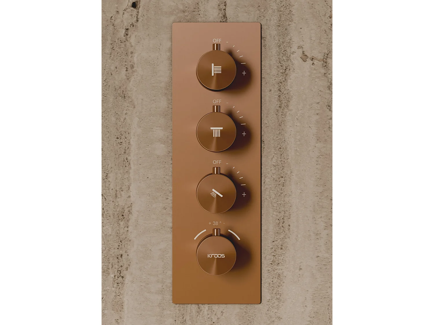 Système de douche thermostatique au plafond avec jets encastré 500 mm - Or rose brossé