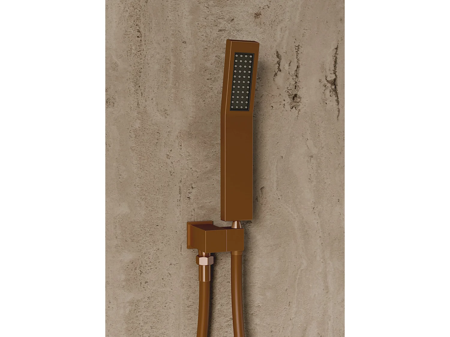 Système de douche thermostatique au plafond avec jets encastré 500 mm - Or rose brossé