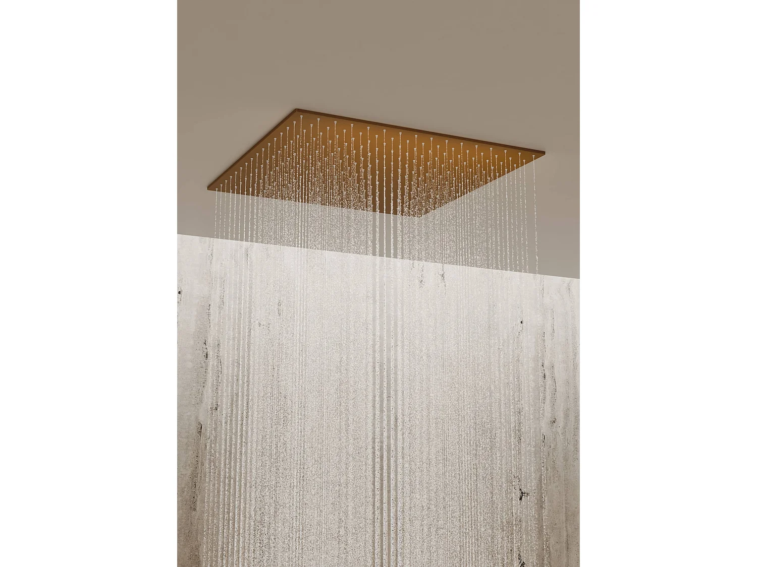 Système de douche thermostatique au plafond avec jets encastré 500 mm - Or rose brossé