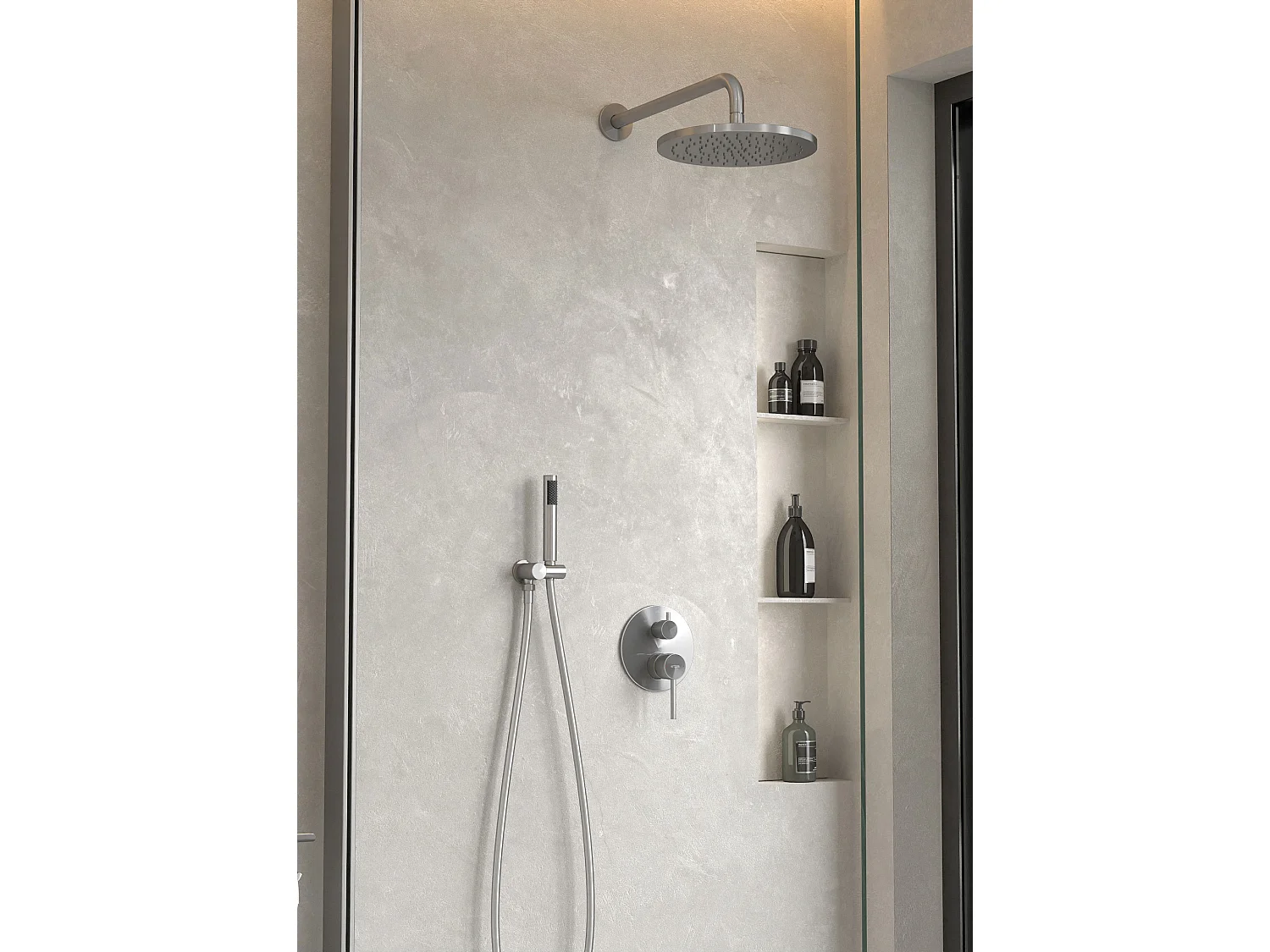 Composition mitigeur de douche encastrée Nickel brossé - Corbeau