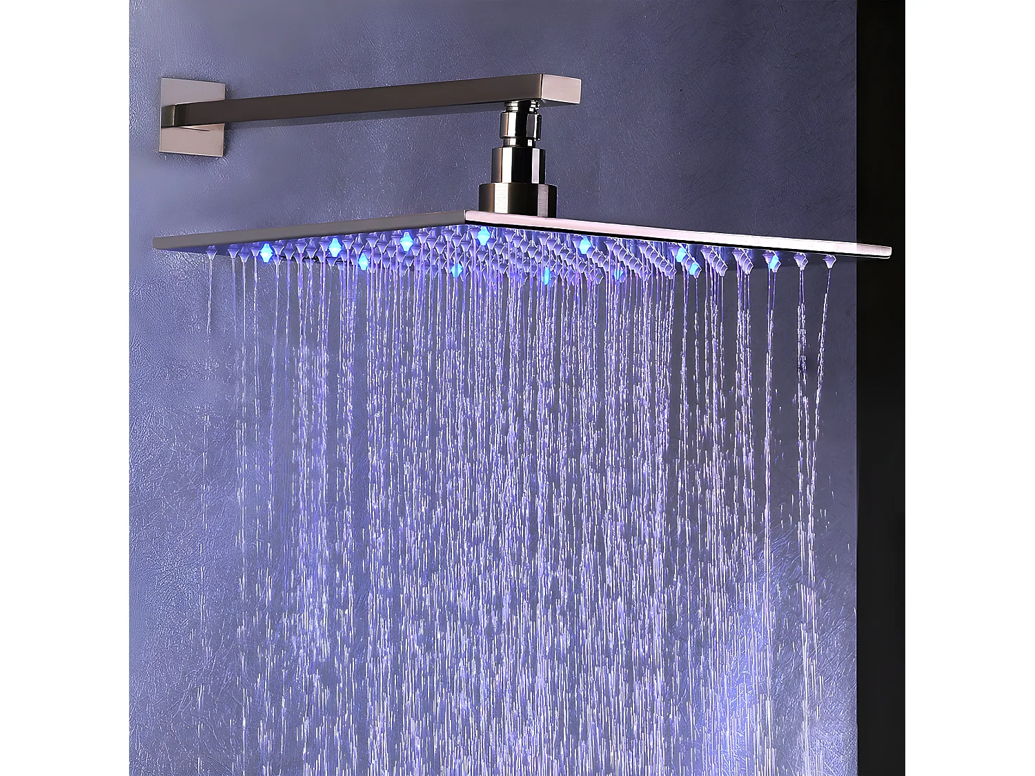 Composition de douche LED avec douchette - Nickel brossé - LED - 300 mm