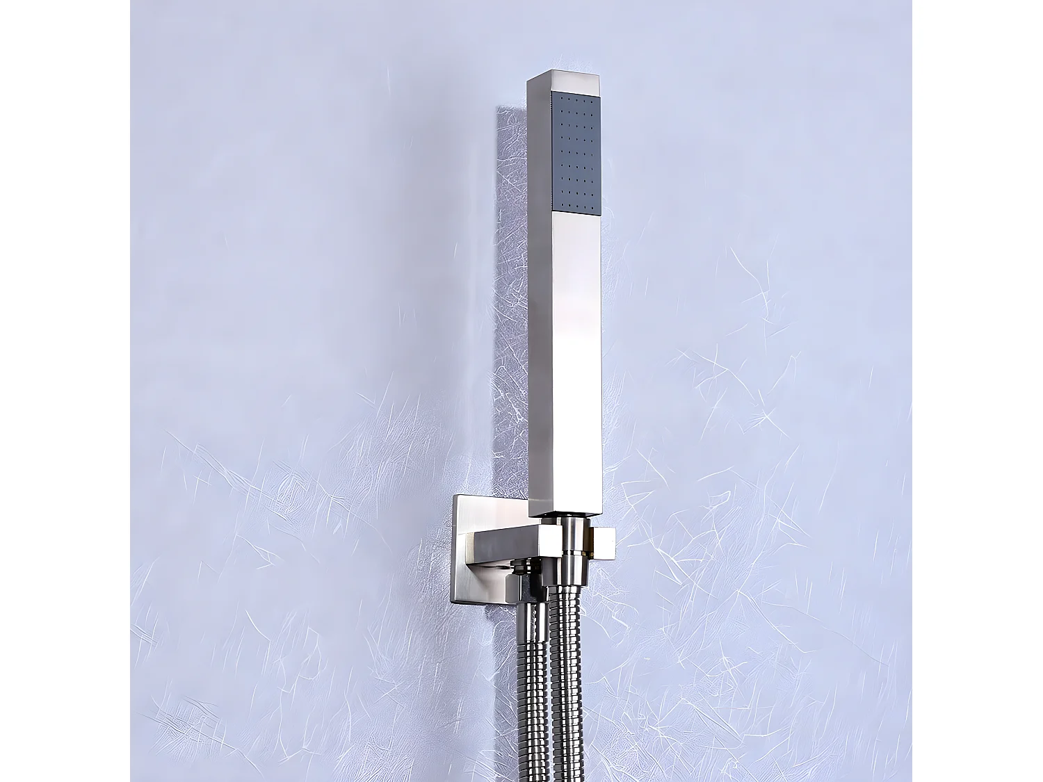 Composition de douche LED avec douchette - Nickel brossé - LED - 300 mm
