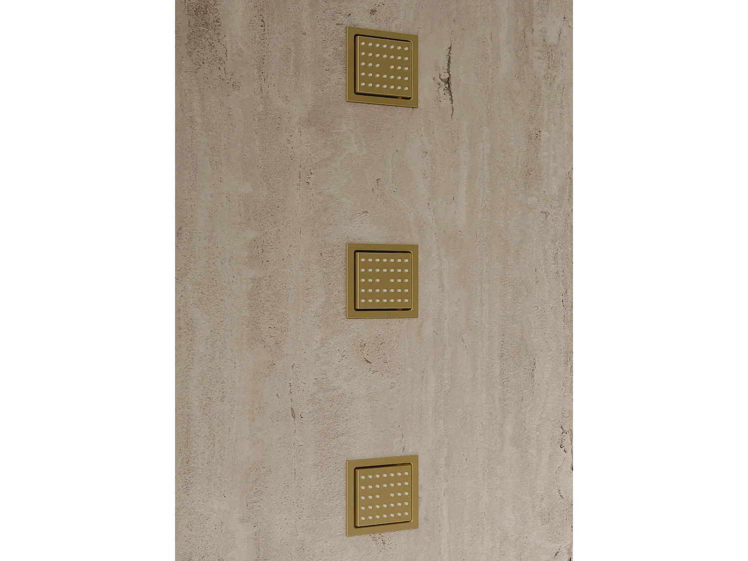Système de douche thermostatique au plafond avec jets encastré 500 mm - Doré brossé