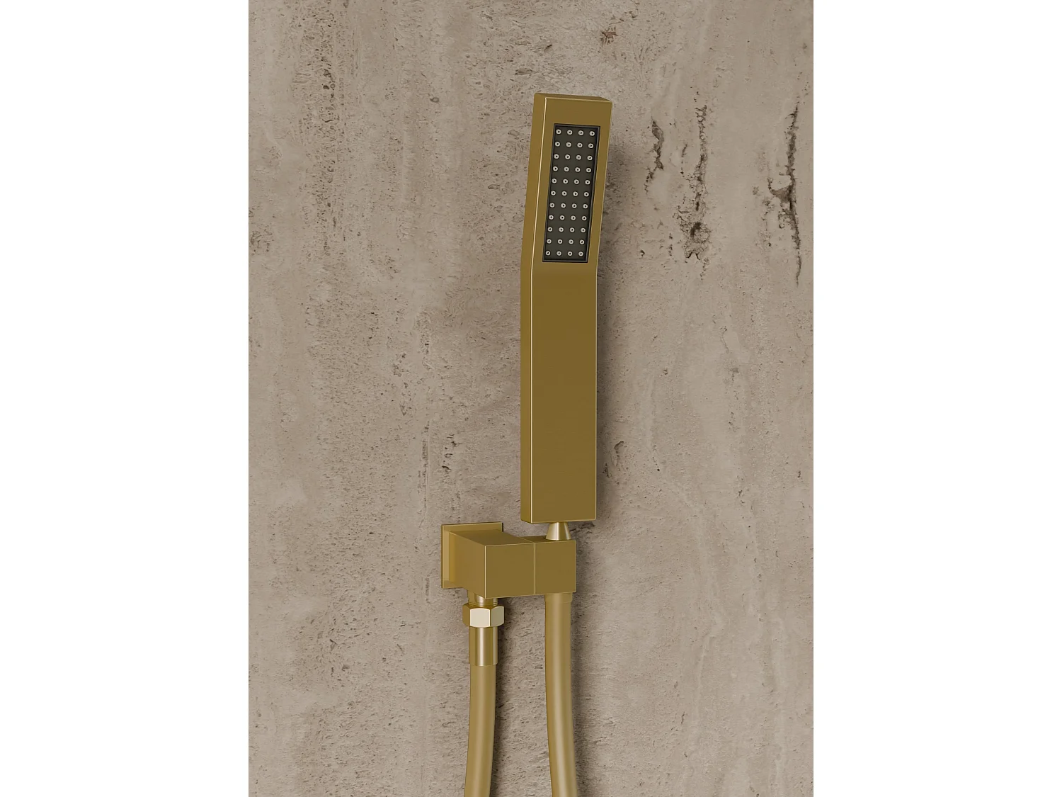Système de douche thermostatique au plafond avec jets encastré 500 mm - Doré brossé
