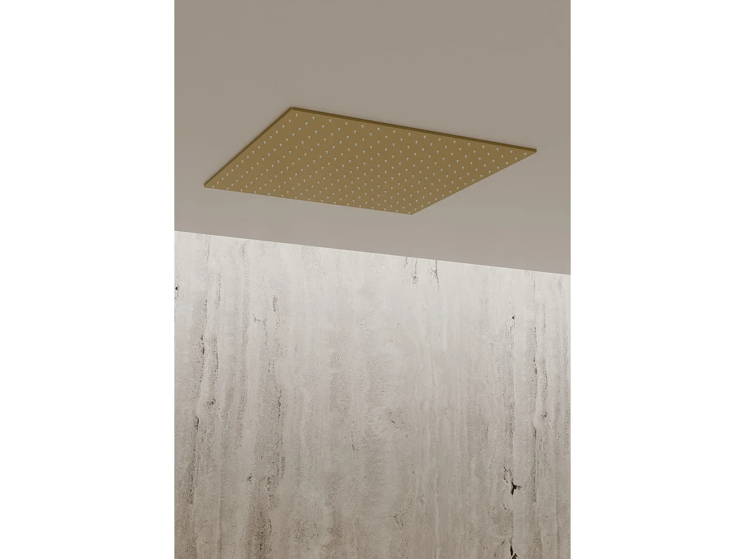 Système de douche thermostatique au plafond avec jets encastré 500 mm - Doré brossé