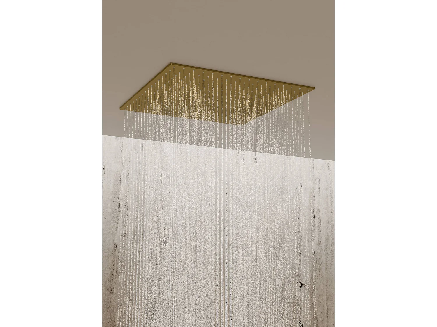 Système de douche thermostatique au plafond avec jets encastré 500 mm - Doré brossé