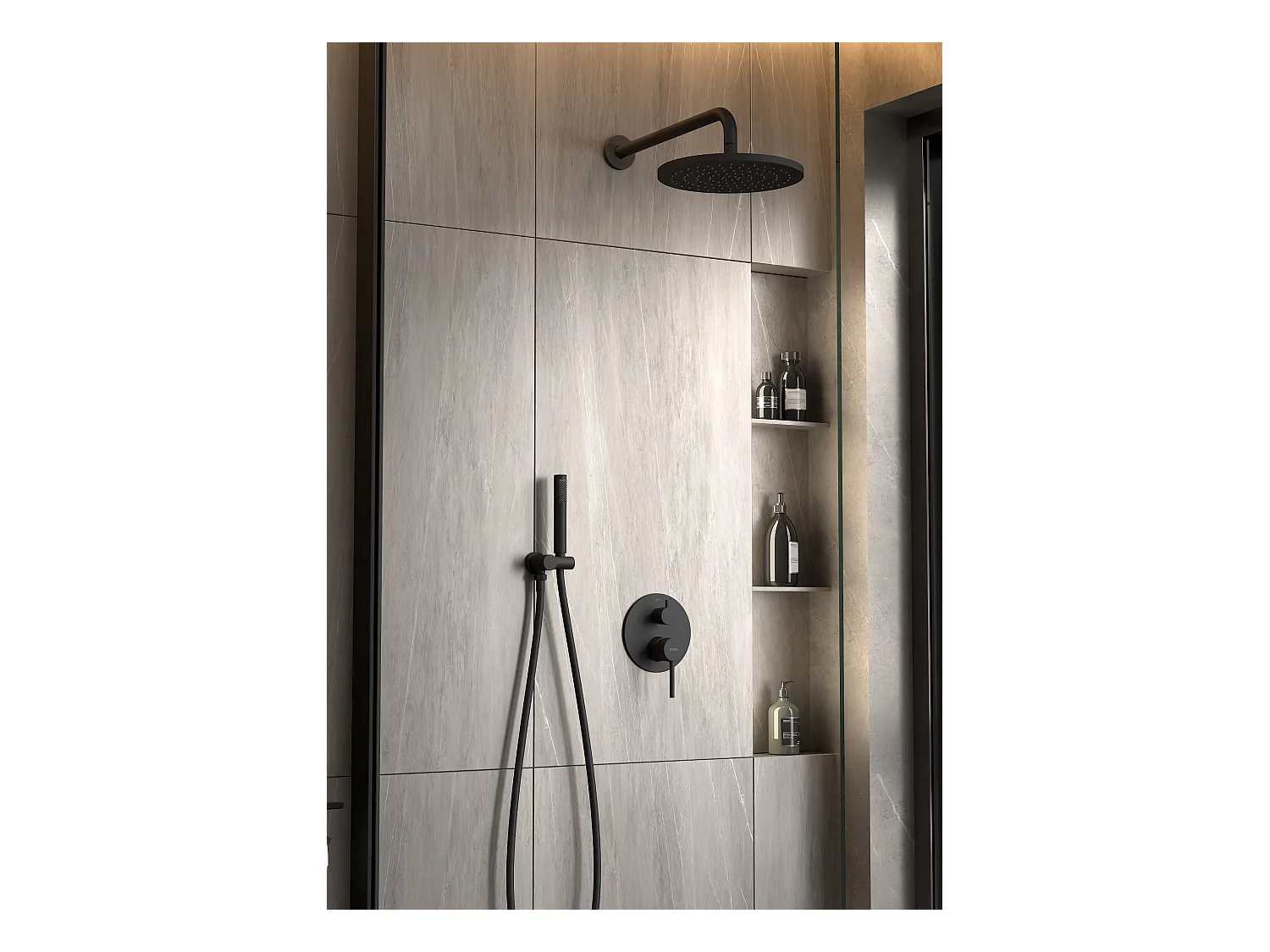 Composition mitigeur de douche encastrée Noir - Corbeau