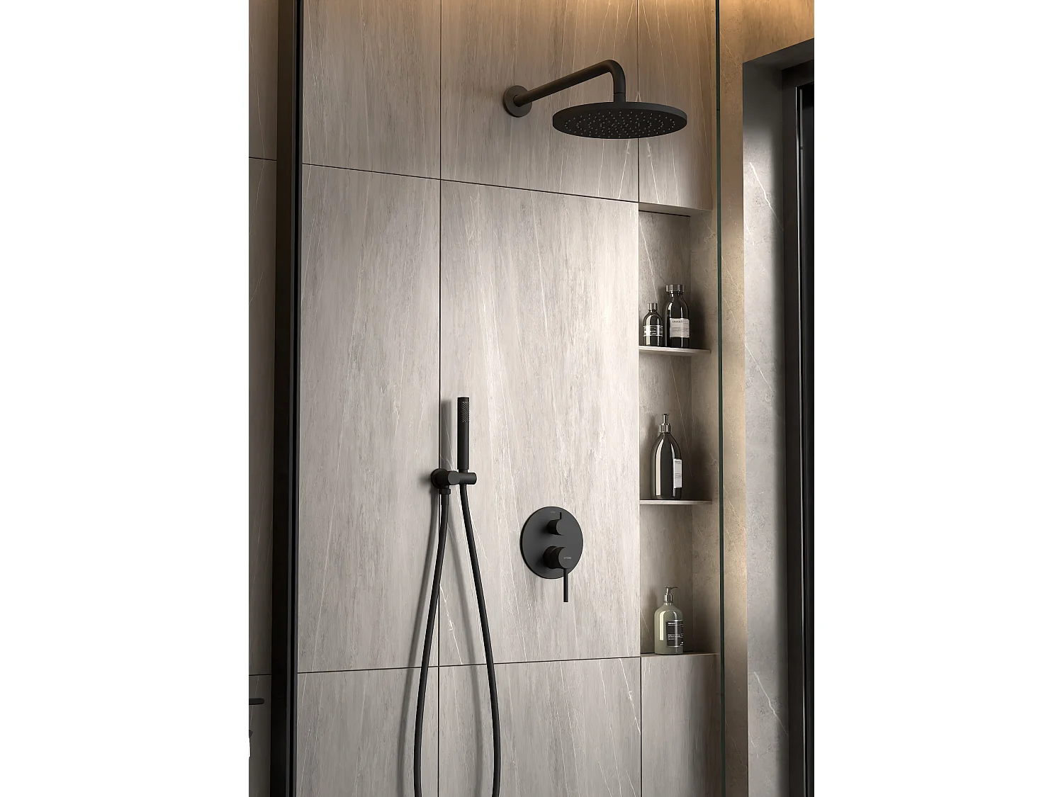 Composition mitigeur de douche encastrée Noir - Corbeau