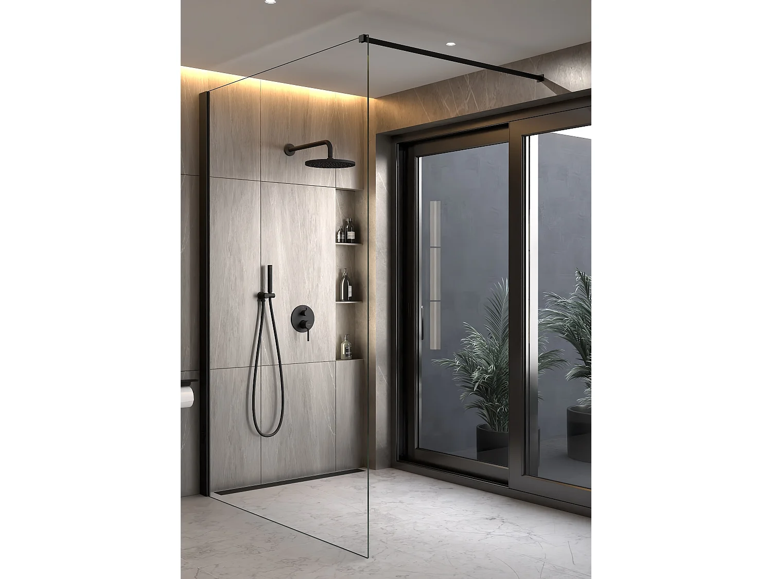 Composition mitigeur de douche encastrée Noir - Corbeau