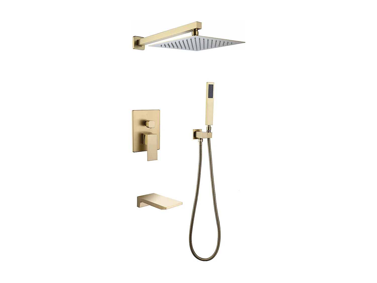 Pack douche et bain encastré Doré brossé - Thilia