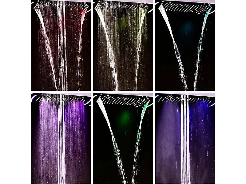 Composition de douche thermostatique avec chromotherapie- ciel de pluie - 71x43 cm