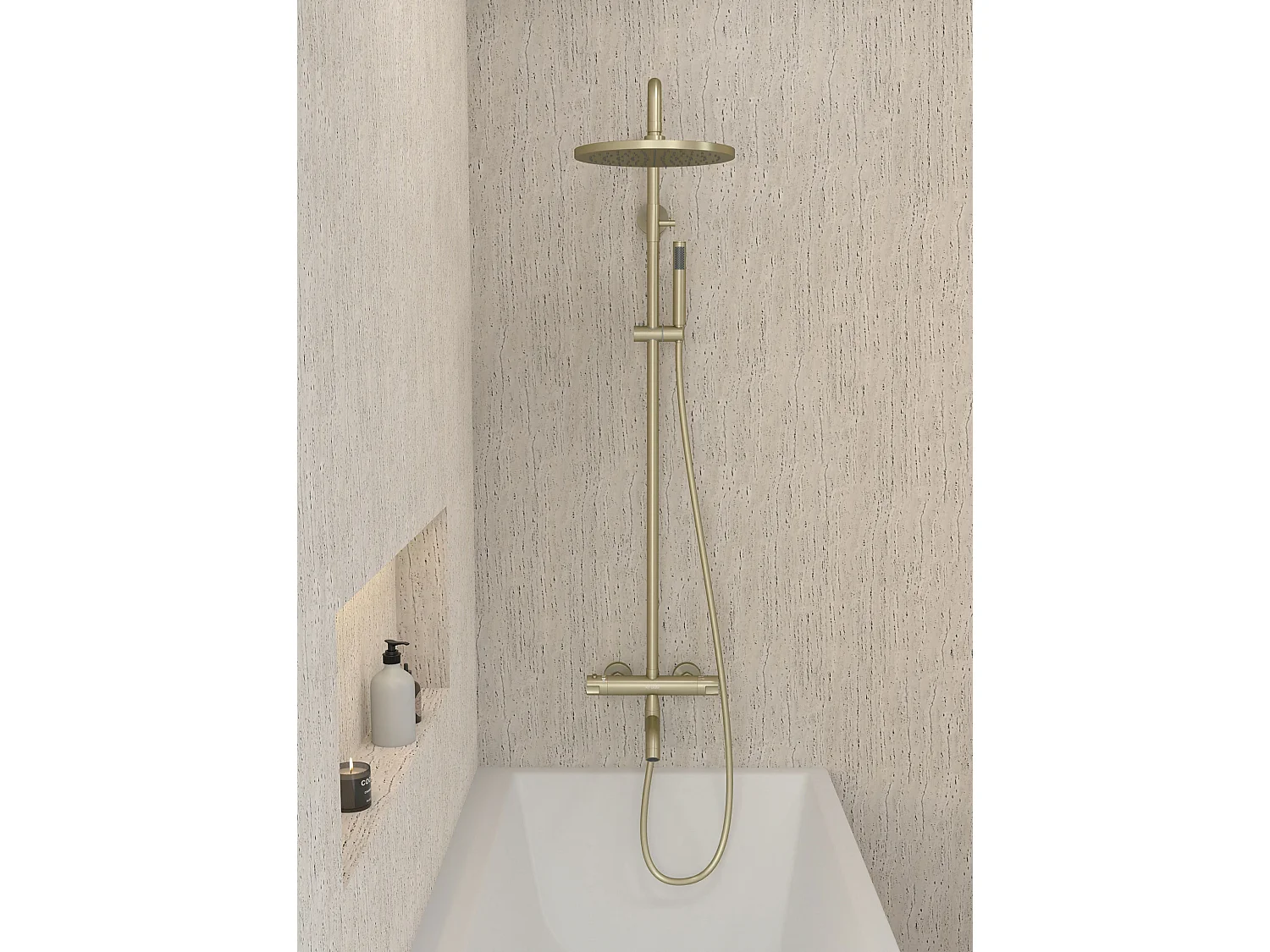 Colonne de douche et bain thermostatique Doré brossé - Corbeau