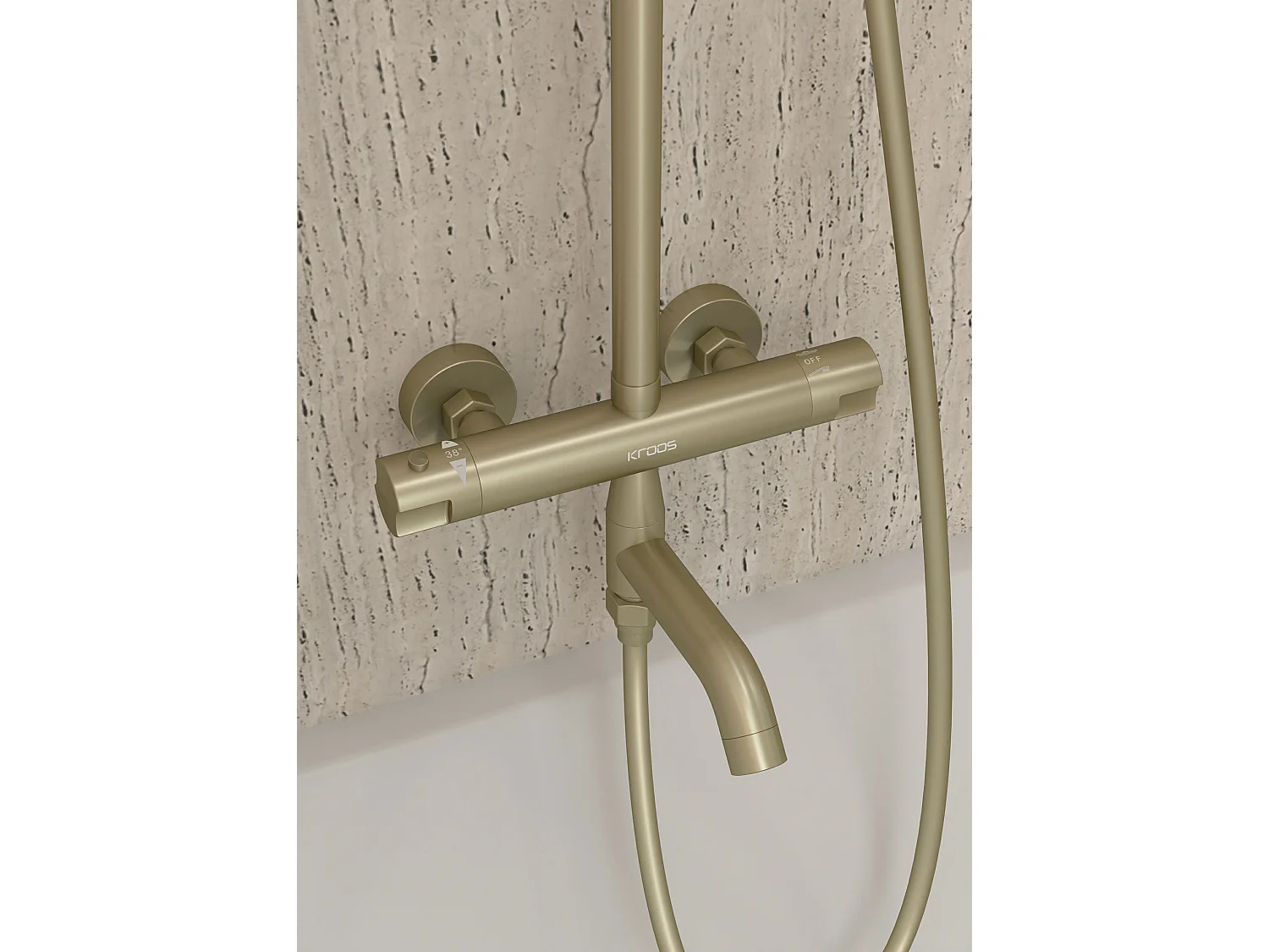 Colonne de douche et bain thermostatique Doré brossé - Corbeau