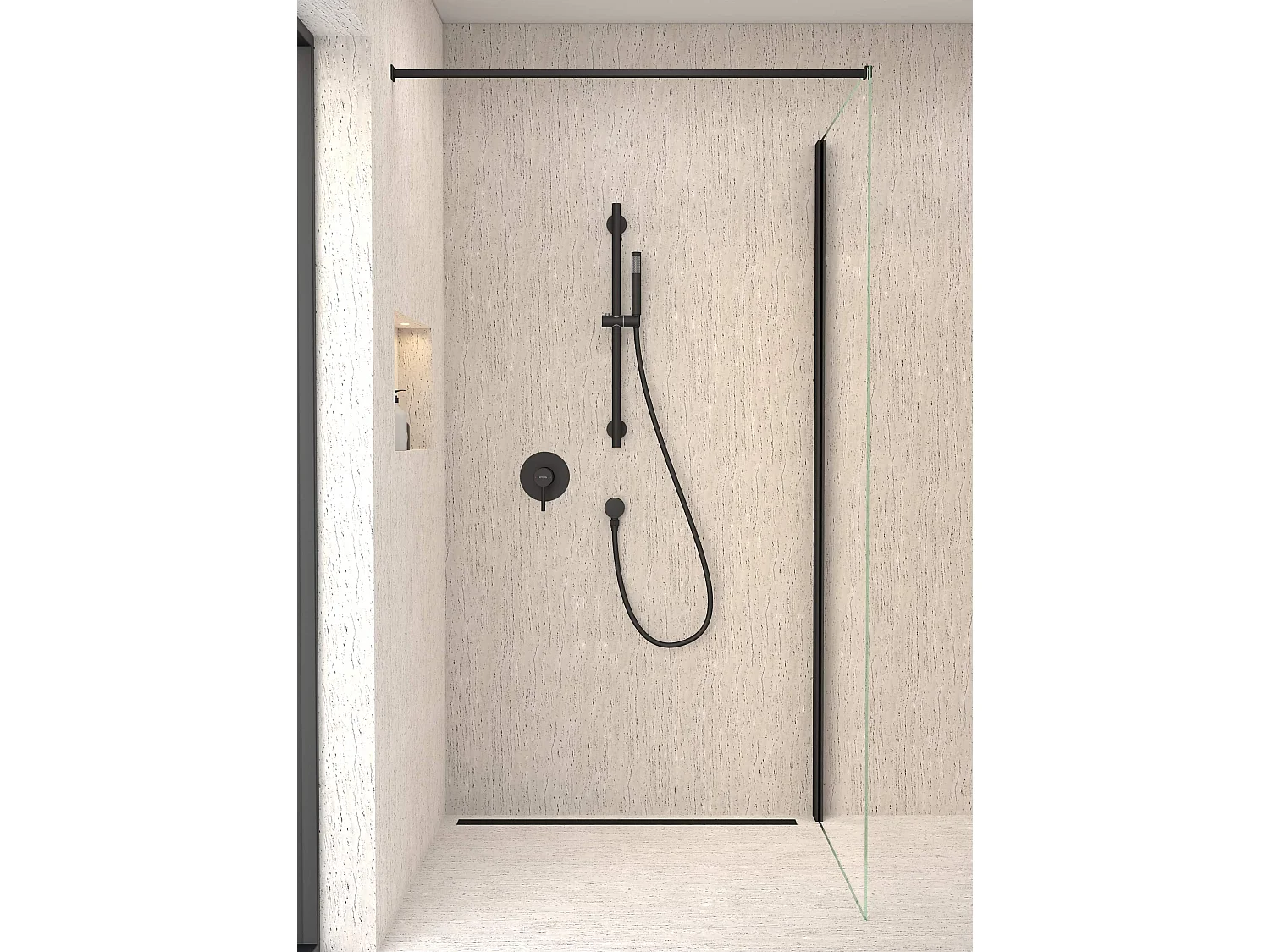 Mitigeur douche encastré avec ensemble barre et douchette Noir - Corbeau