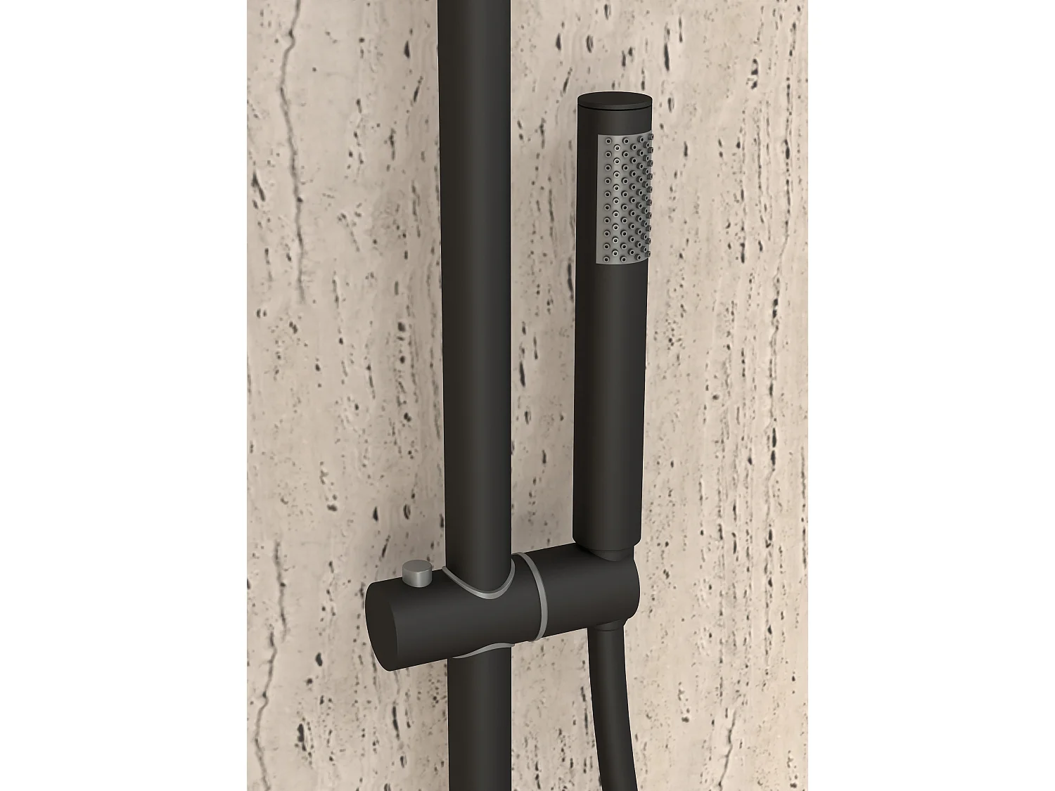 Mitigeur douche encastré avec ensemble barre et douchette Noir - Corbeau