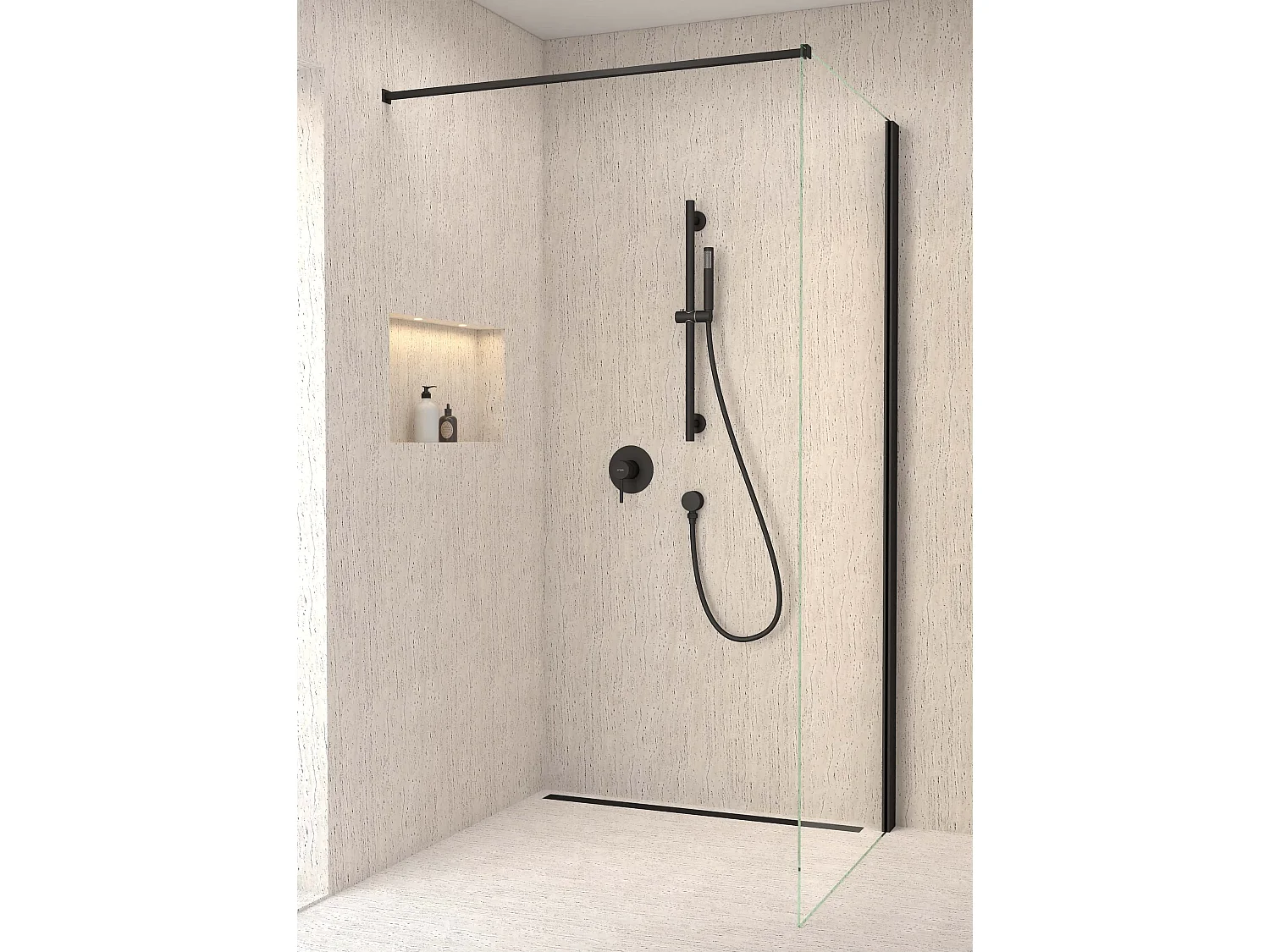 Mitigeur douche encastré avec ensemble barre et douchette Noir - Corbeau