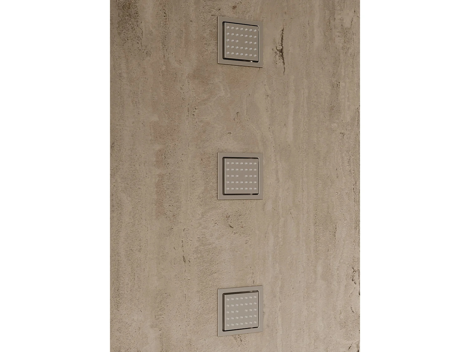 Système de douche thermostatique au plafond avec jets encastré 500 mm - Nickel brossé