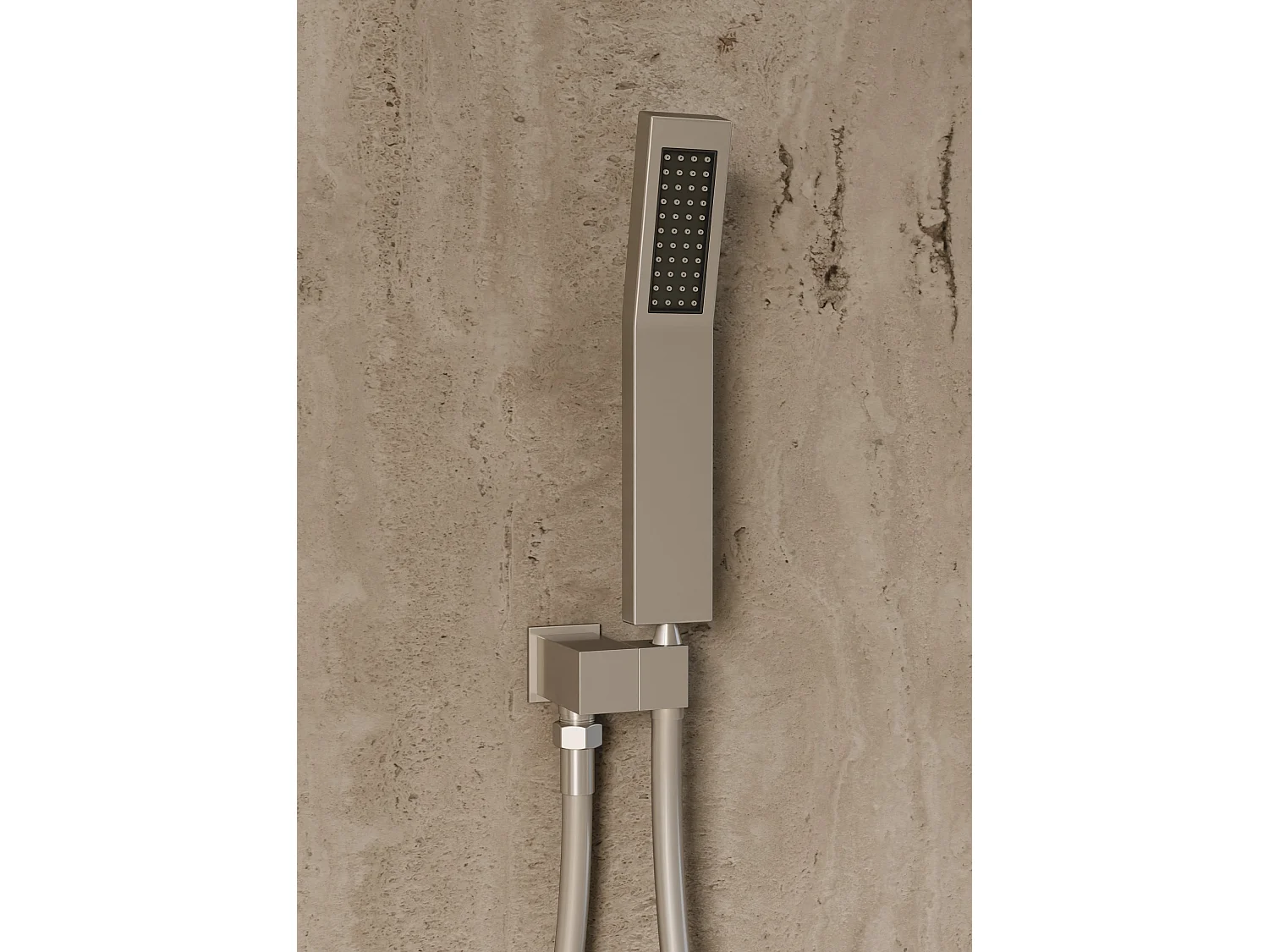 Système de douche thermostatique au plafond avec jets encastré 500 mm - Nickel brossé