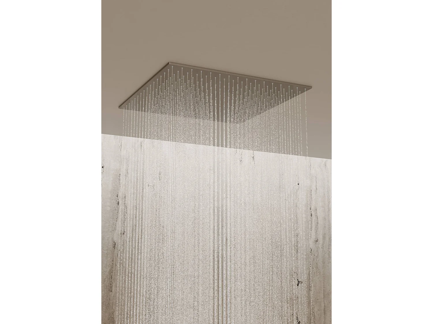 Système de douche thermostatique au plafond avec jets encastré 500 mm - Nickel brossé