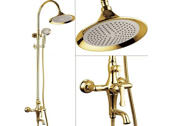 Colonne de douche & bain style antique chic et rétro doré