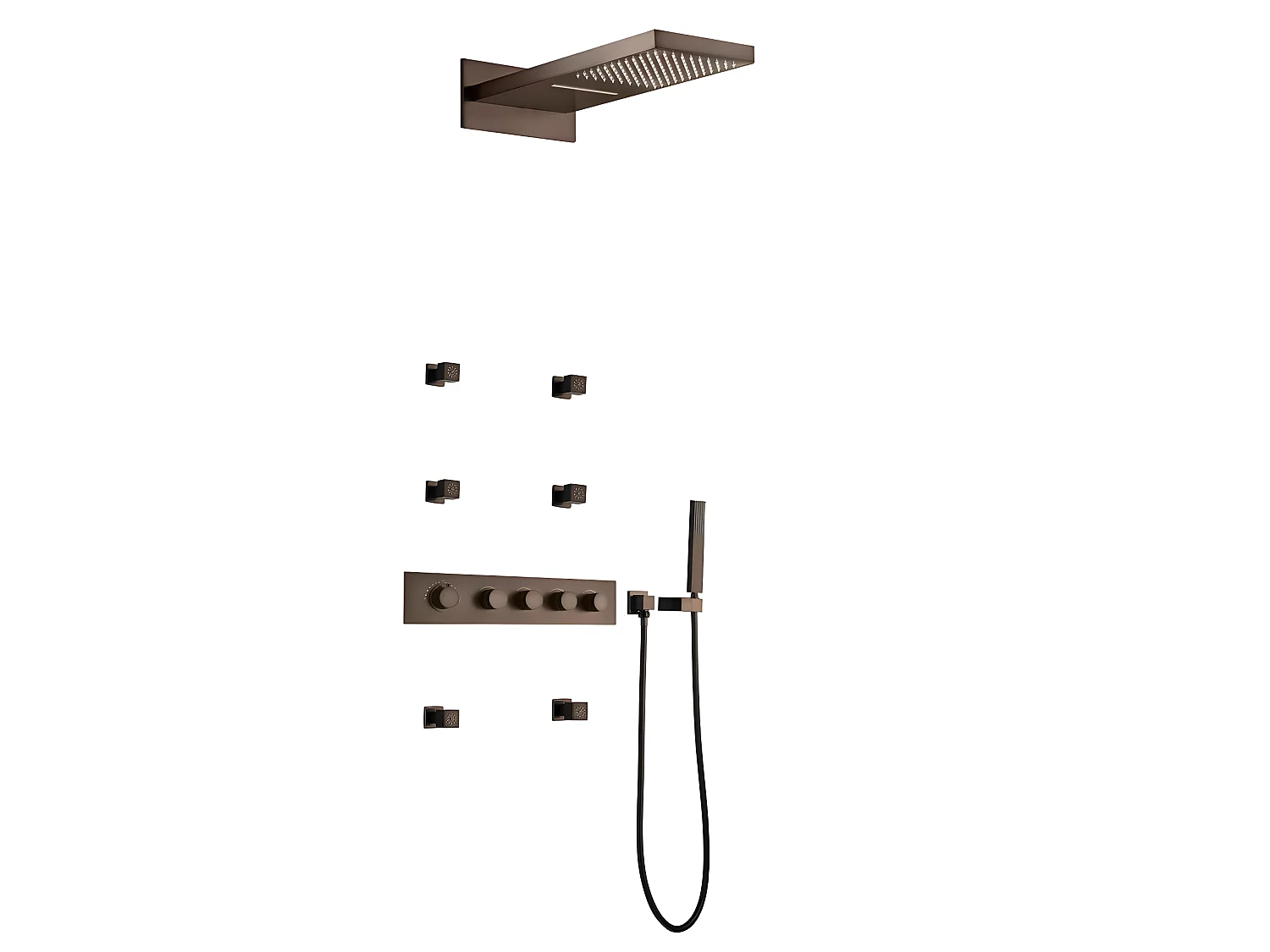 Composition mitigeur de douche thermostatique encastrée cuivré - Celaya